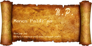 Mencs Palóma névjegykártya